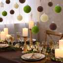 16 Pcs Christmas Ceiling Hanging Decorations Large Christmas Ball Ornaments Flocked Velvet Balls, Brown Beige Green Neutral 2.4 Inches Shatterproof DIY with Hook and Fishing Line for Wall Tree Garland