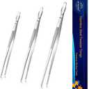 JETKONG Food Tweezers Precision Serrated Tips Kitchen Tweezers Professional Cooking Tweezer Tongs, Set of 3 (7 9 12 Inch, Silver)