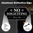 T&R No Soliciting Sign for House with 42" Stake 2 Pack - 13.5"x7" .040 Rust Free Aluminum, Reflective, Waterproof, Weatherproof and Fade Resistant, 4 pre-drilled holes,Includes Matching Screws & Wrench, Easy to Mount