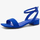 Shoe Land Women's Low Heels Dressy Sandals for 2025-1 Inch Chunky Block Short Heels | Square Open Toe with Adjustable Ankle Strap | Wedding & Party Heeled Sandals. Size 7