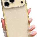 MINSCOSE for iPhone 17 Pro Max Glitter Case,Cute Vibrant Shiny Bling Sparkly Girly Case with Full Camera Protection for Women Girl Shockproof Full Body Rugged Bumper Protective Cover-Yellow