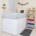 Twin XL Dorm Bed Skirt - 32" Drop - Ruffled Design - 100% Microfiber - White - College Dorm Room Bedding