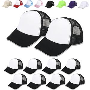 OKBA 10 Pack Sublimation Blank Baseball Cap Adjustable Hat Polyester Mesh Trucker Hats for Men and Women (US, Alpha, One Size, 3X-Large, Standard, Black and White hat *10PCS)