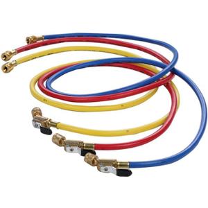 Hilmor 1935924 60" Hose with Ball Valve End, Rated for 800 PSI, Compatible with High-Pressure Refrigerants, HVAC Equipment (Pack of 3) (Multicolor)