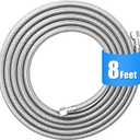 Refrigerator water line - 8 FT Premium Stainless Steel Braided Ice Maker Water Line,Food grade PEX Inner Tube Fridge Water Supply Line with 1/4" Compression Fittings for Refrigerator Ice Maker