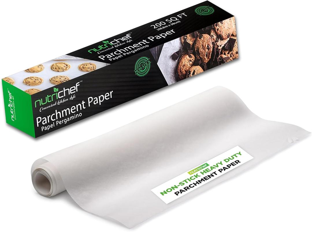 NutriChef 200 Square Foot Parchment Paper Roll | Heavy Duty Parchment Paper Roll for Baking, Easy to Cut & Non-stick Cooking Paper for Cookies, Air Frying & Grilling | Length & Width 160 FT. x 15 IN (One Size)