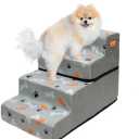 Dog Stairs Ramp for Small Dogs, 4-Step Dog Steps for Couch Sofa and Chair, Pet Stairs for Cats, Non-Slip Balanced Pet Steps Indoor, Grey