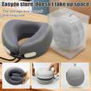 Memory Foam Travel Neck Pillow - 100% Pure Support for Airplane, Office & Car, Portable with Travel Bag, Washable Dark Grey Cover