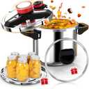 18/8 Stainless Steel Pressure Cooker 12 Quart, [One-Hand Locking] Olla de Presion, [3-In-1] Pressure Cooker, Induction Compatible, Gas Stovetop Compatible,Includes Glass Lid & Steamer Rack