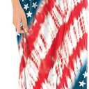 Women 4th of July Red White Blue Maxi American Flag Sundresses Retro Star Stripe with Pockets Dresses Stripes Stars Medium