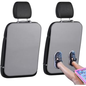 lebogner Back Seat Cover for Kids, 2 Pack X-Large Waterproof Kick Mats Backseat Protector, Durable Car Seat Back Protectors for Vehicles to Protect from Dirt, Mud & Scratches, Fits Most SUVs, Grey (Grey - Standard Version)