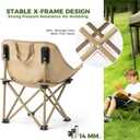 Portable Camping Chair, 60cm Wide Seat Folding Chair with Lumbar Support, 265LBS Capacity Heavy Duty with Storage Bag for Outdoor Hiking Beach Picnic, Khaki