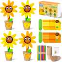 WATINC Mothers Day Foldable Flower Paper Pot Craft Kits - 24 Packs Make Your Standing Flowers Gift Crafts Decorations, Fun DIY Decor Home School Classroom Art Activities for Mom Kids (Flower)
