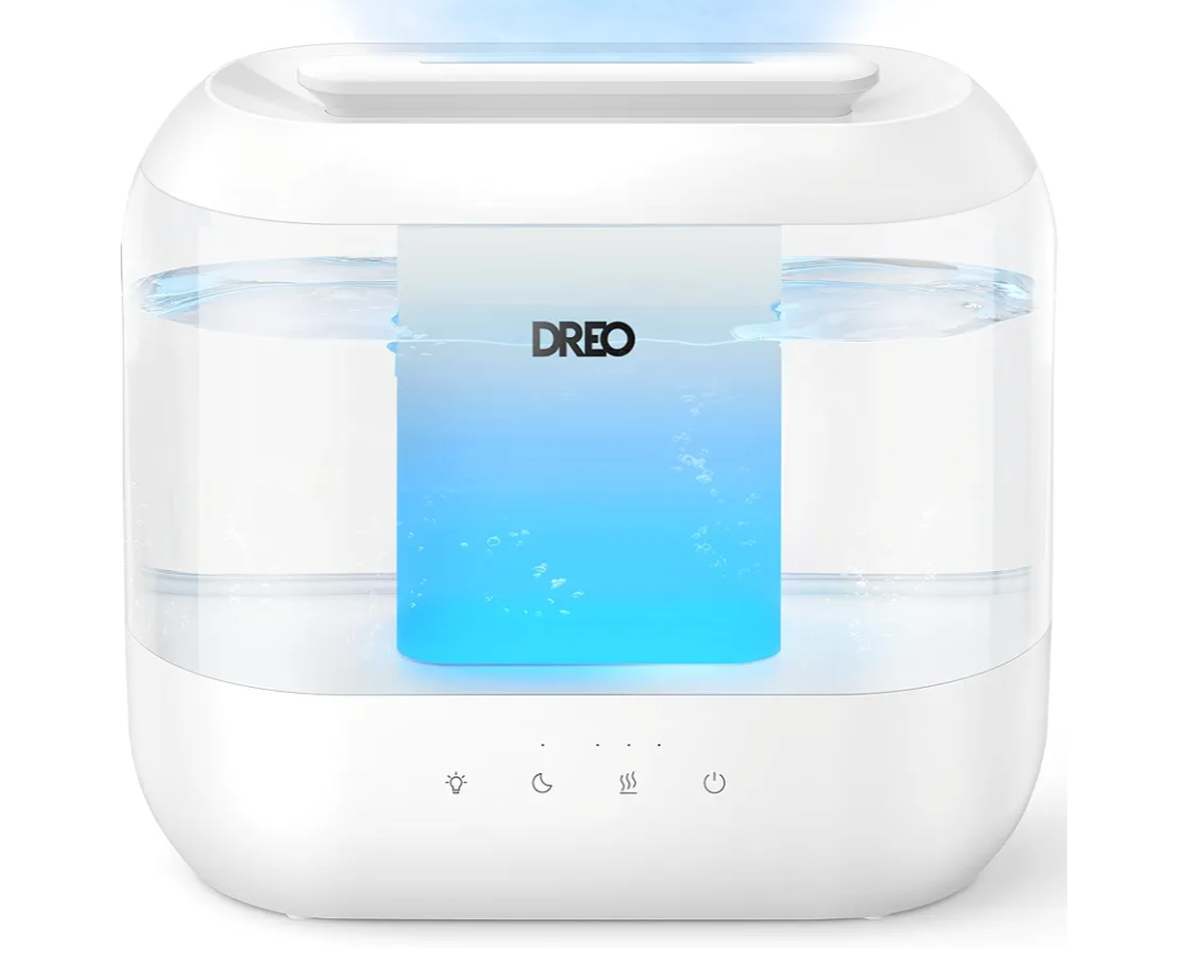 DREO Humidifiers for Bedroom, 4L Top Fill for Large Room, 36H Runtime, 28 dB Quiet Supersized Cool Mist Air Humidifier for Baby Nursery, Plants, Indoor, Night Light, Easy to Clean & Fill, White