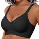 Vertvie Womens Wireless Bras No Underwire Push Up Bra Seamless Supportive Full Coverage Everyday Bras Regular and Plus Size (Medium, Black)