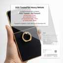 Genuine Leather Case for Samsung Galaxy Z Flip, Military-Grade Drop Protection, Hinge Protection Cover with Ring Kickstand, Gold Trim (Black, Z Flip5)