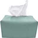 Carrotez Tissue Box Cover, [Refined] Modern PU Leather Rectangular Tissue Box Holder - Decorative Holder/Organizer for Bathroom Vanity Countertop, Night Stands, Office Desk 9.5"X5"X5" - Mint