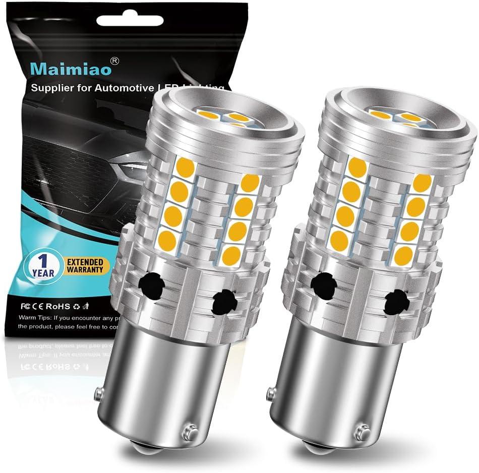 2Pcs 1156 LED Bulb Amber, 7507 BAU15S Py21w Led Bulb Canbus Error Free Anti Hyper Flash Led Turn Signal Light Replacement Bulb Super Bright 27SMD 28W 4000LM