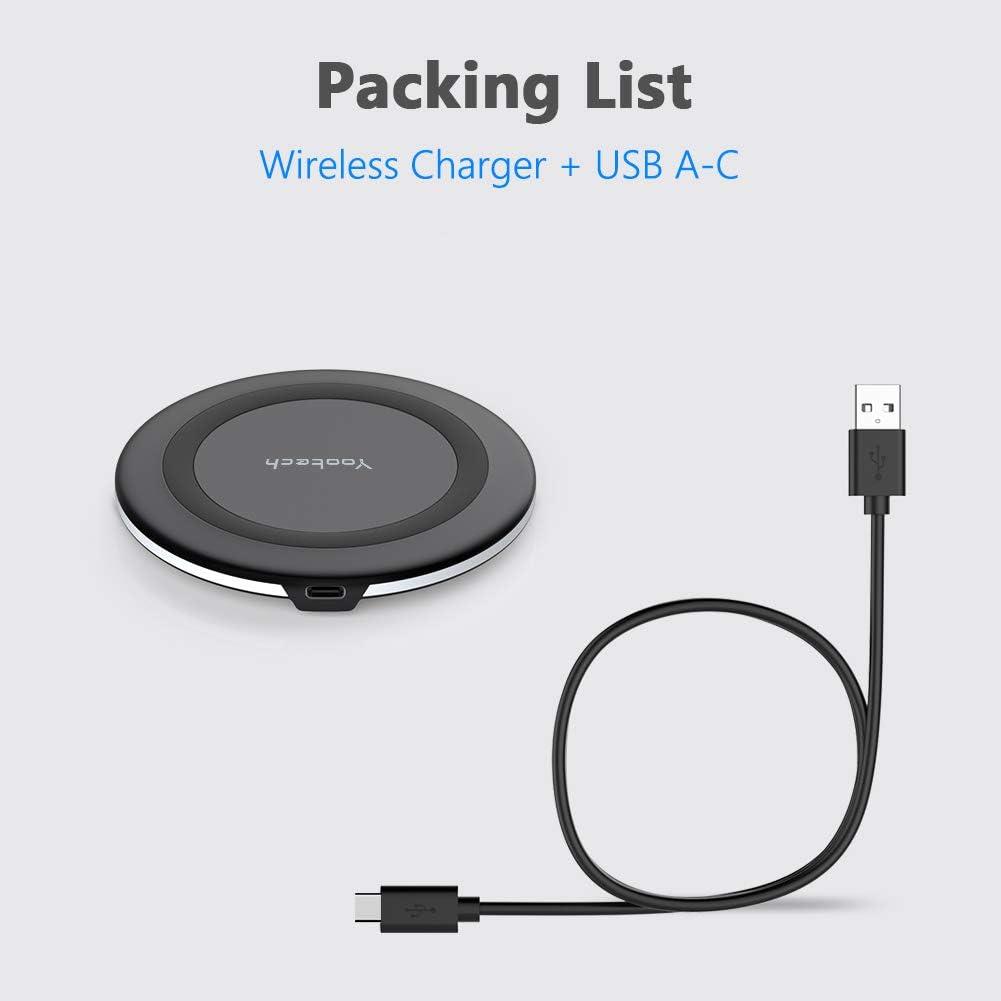 Yootech Wireless Charger,10W Max Fast Wireless Charging Pad Compatible with iPhone 16e/16/16 Plus/16 Pro Max/15/14/13/SE 2022/12/11/X/8,Samsung Galaxy S22/S21/S20,for AirPods Pro 2(No AC Adapter)