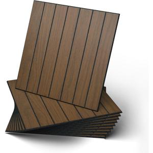 WADILE Peel and Stick Wood Slat Wall Panels 12"x12" (3030cm) Decorative PVC Soundproof Self-Adhesive for Living Room Bedroom Accent Wall  10 Pack (Brown)