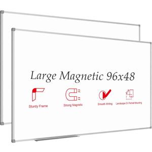 JILoffice Large Magnetic White Board, Dry Erase Whiteboard 96 x 48 Inch, 2 Pack, Silver Aluminum Frame Wall Mounted Board for Office Home and School