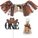 Cowboy 1st Birthday High Chair Banner Western First Rodeo Party Decorations Farm Photo Prop Smash Cake Decor One Cowboy Tassel Garland One Cake Topper and 1st Birthday Hat