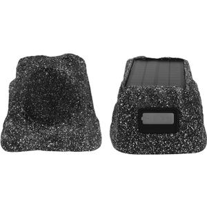 Herdio 6.5" Rock Bluetooth Speakers Outdoor Waterproof IPX7 Wireless Solar Max 200 Watt, TWS Connection Powered with Rechargeable Battery for Garden Patio Deck Pool Backyard, Black, 1Pair