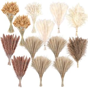 300 PCS Dried Pampas Grass Decor, Dried Flower Bouquets for Wedding, Home, Centerpiece Table, Modern Home, Western Living Room, Nurserie, Nursery, Boho Room, Beach, Women Office, and Boho Decor