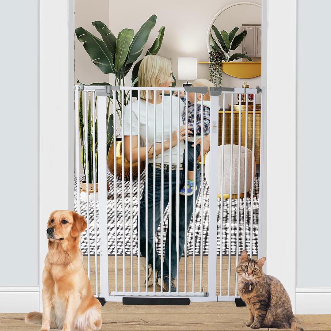 51.18 Inch Extra Tall Pet Gate
29.5-43" Adjustable Wide Auto Close Dog Gates, Pressure Mounted Walk Through Tall Cat Gate for Doorways,Hallway,Stairs,White