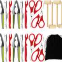 Seafood Crab Crackers and Tools, 25 Pcs Crab Leg Cracker Tool, Nut Crackers Tool, Crab Crackers, Lobster Shellers, Seafood Forks, Wide Crab Forks, Seafood Scissors, Crab Hammers, mobzio Crab Tools