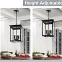 5-Lights Large Outdoor Pendant Light Fixtures, Black Exterior Hanging Porch Light with Adjustable Chain & Clear Glass, Waterproof Ceiling Mount Lantern Lighting Yard Front Door, E12 Bulb Base