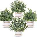 Der Rose 4 Pack Farmhouse Fake Plants Artificial Plants for Home Kitchen Office Desk Rustic Table Boho Aesthetic Room Decor Indoor