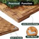 Heavy Duty Bamboo Cutting Board Set 3 Pack Non Toxic Juice Groove Charcuterie Board Book Wood Cutting Boards for Kitchen Solid End Grain Wood Chopping Board Large Butcher Block, Set of 3