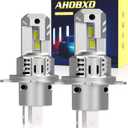 H4 Light Bulbs Super Bright Upgraded 900% 55000LM Brightness 6500K White H4/9003 Light Bulbs 1:1 Halogen Size Cooling Fan Plug and Play Fog Light Direct Fit Pack of 2