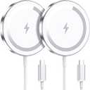 for Apple Mag-Safe Charger 2 Pack, Magnetic Wireless Charger for iPhone 17/17 Pro/17 Pro Max/Air/16 15 14 13 12 Pro Max Plus mini, Charging Pad for Airpods Pro 3 2,Strong Magnet, Silver