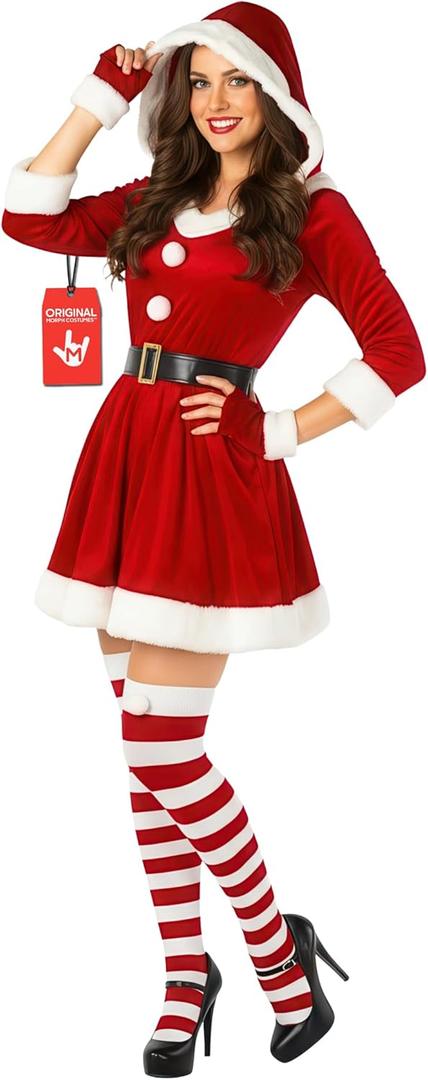Morph Santa Womens Costume, Ms Claus Costume, Mrs Claus Costumes, Santa Suit Women, Plus Size Christmas Costumes For Women (X-Large)