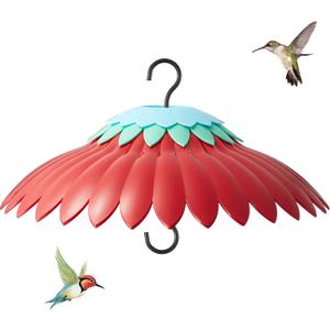 Squirrel Baffle for Hanging Bird Feeder Rain Cover for Outside Weather Guard Protect Feed from Sun Blue Dome Attract Hummingbirds, Moat Proof, Easy to Clean-14inch(Red)