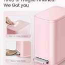 Cesun Small Bathroom Trash Can with Lid Soft Close, Step Pedal, 5 Liter / 1.3 Gallon Stainless Steel Garbage Can with Removable Inner Bucket, Waste Basket for Bathroom, Bedroom (Pink)