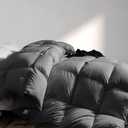 Feather Down Comforter King Size,All Season Down Duvet Insert or Stand-Alone Fluffy Soft Cotton Fabric Medium Warmth Down Comforter with Corner Tabs (106''90'', Grey)