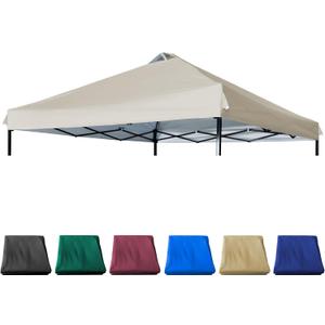 10x10 Canopy Replacement Top with Air Vent Silver Coated for Straight Leg Canopy Frame, (Beige)