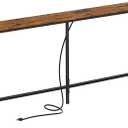 SUPERJARE 70 Inch Console Table with Outlet, Sofa Table with Charging Station, Narrow Entryway Table, Skinny Hallway Table, for Living Room, Rustic Brown