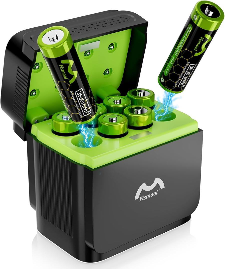 Rechargeable AA Lithium Batteries with Charger - 8 Pack Double A Batteries for Blink Camera,1.5V 3600mWh Double A Battery Rechargeable Cycle Times Up to 2000, with aa Li-Ion Battery Charger