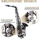SLADE Eb Alto Saxophone for Beginner Students, Adult, Black & Silver