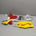 Riceshoot 9 Pcs Chicken Costume Adult Chicken Couple Costume Rooster Headband Tail Beak Nose Mask Feet White Colonel Wig Moustache for Halloween Cosplay Dress-Up Party Accessories