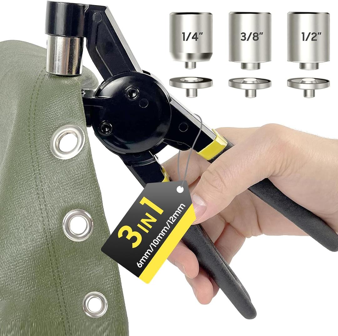 Grommet Tool Kit 1/2 1/4 3/8 Multi-Size Hole Punch, 608 Pcs Heavy Duty Grommets Tool Kit, Eyelets and Grommets for Tarps, Fabric Rings, Leather, Tents, Vinyl, Canvas and so on