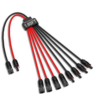 Solar Connectors for 4 Solar Panels,Tool-Free Solar Panels Connectors,Waterproof Solar Panel Splitter, 2 to 8 Y Branch Parallel Adapter for Solar Cable Extension (1 PC)