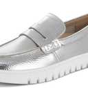 PARTY Loafers for Women, Comfortable Women's Loafers, Casual Dress and Work Slip-Ons, Silver, 7