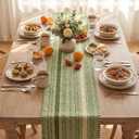Artoid Mode Army Green Farmhouse Woven Table Runner, Seasonal Holiday Rustic Kitchen Dining Table Decoration for Home Party Decor 12x108 Inch