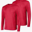 Hanes Sport Men's Long-Sleeve T-Shirt Pack, Cool DRI Moisture-Wicking Performance T-Shirts, Performance Tee, 2-Pack, S, Red