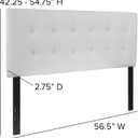 Flash Furniture Full Tufted Vinyl Headboard, White Adjustable Height, Easy Install, Bedroom Decor, 
White vinyl upholstery with box stitch design, Headboard Size: 56.5"W x 2.75"D x 22.5"H